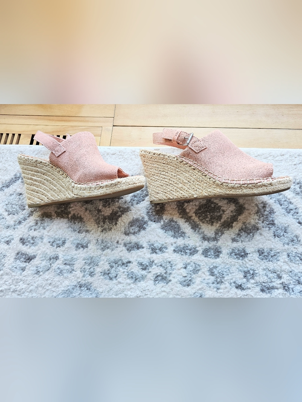 Toms Pink Suede Espadrille Wedge Slingbacks - Picture 7 of 8